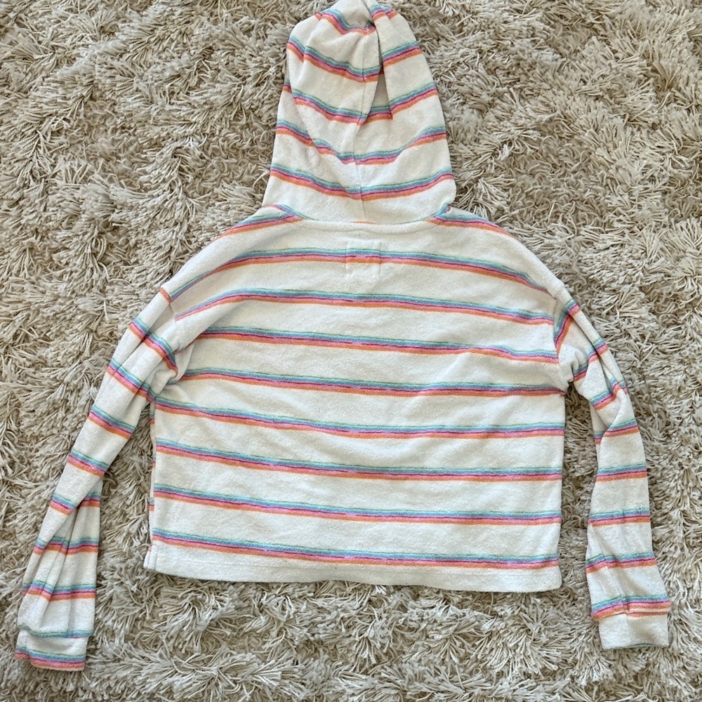 Billabong Terrycloth Striped Beach Hoodie Girls M Fits Size 10 - Picture 6 of 6